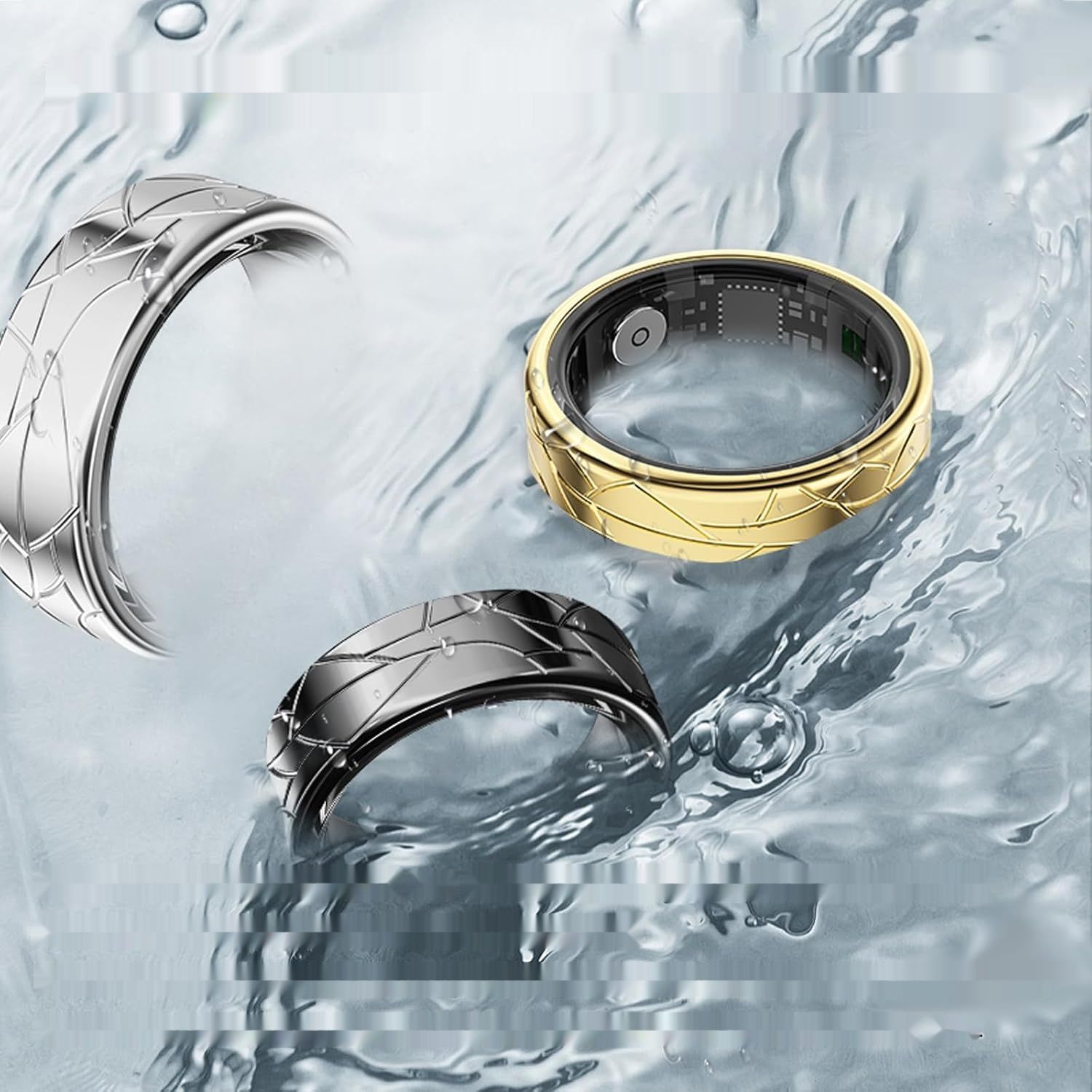 Smart Ring findtime: złoty pierścień, tracker fitness, monitor zdrowia, silver + middle gold #10
