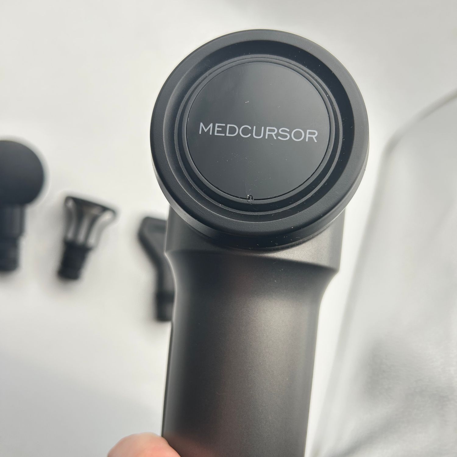 Medcursor pistolet do masażu, 6 głowic, łagodzi ból, szary.