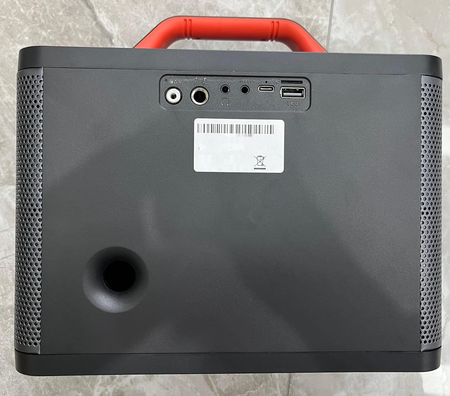 ALPOWL Karaoke Z 2 mikrofonami, przenośny, światła, TF/USB, AUX, TWS