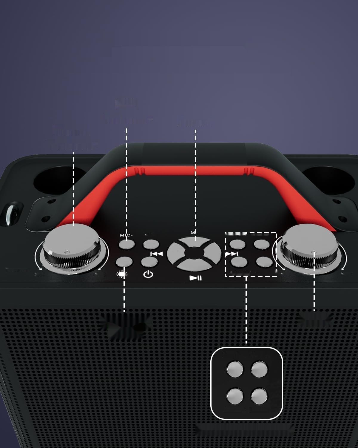 ALPOWL Karaoke Z 2 mikrofonami, przenośny, światła, TF/USB, AUX, TWS