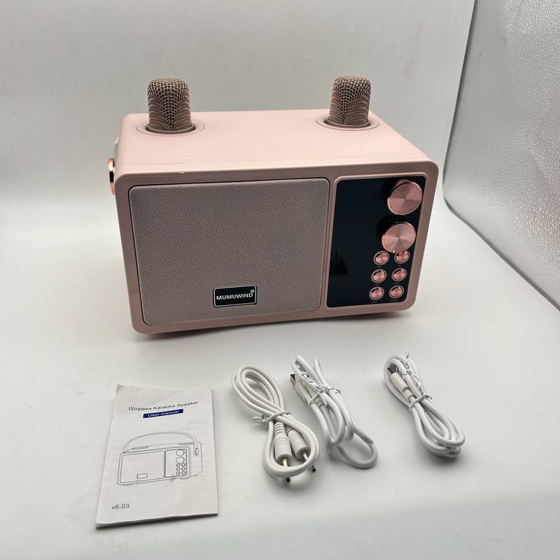 Karaoke dla dzieci i dorosłych, 2 mikrofony, 7 efektów, głośnik Bluetooth