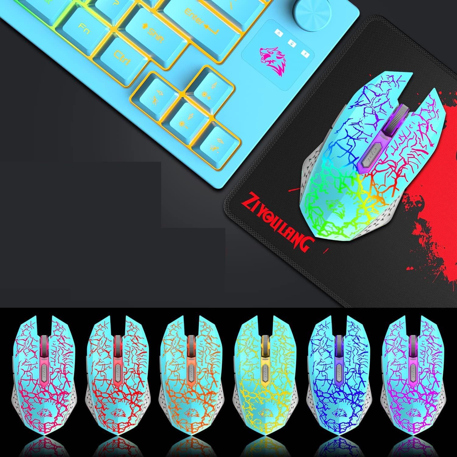 ZIYOU LANG T50 Bezprzewodowa klawiatura i mysz do gier Mini przenośna z fajnym podświetleniem RGB
