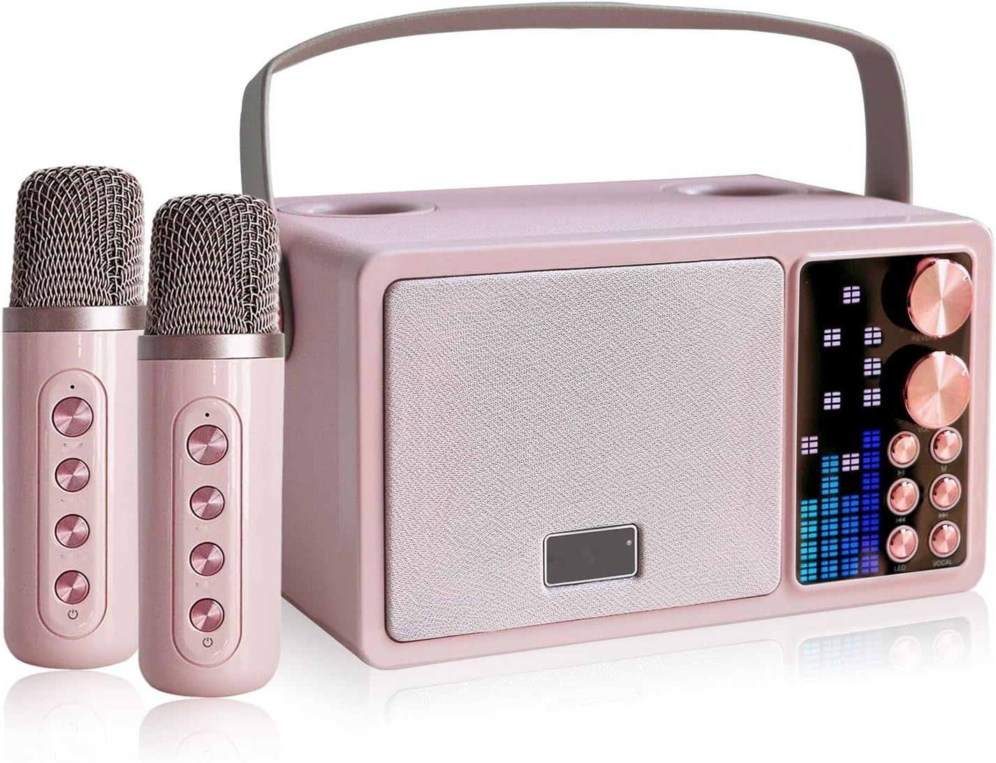 Karaoke dla dzieci i dorosłych, 2 mikrofony, 7 efektów, głośnik Bluetooth