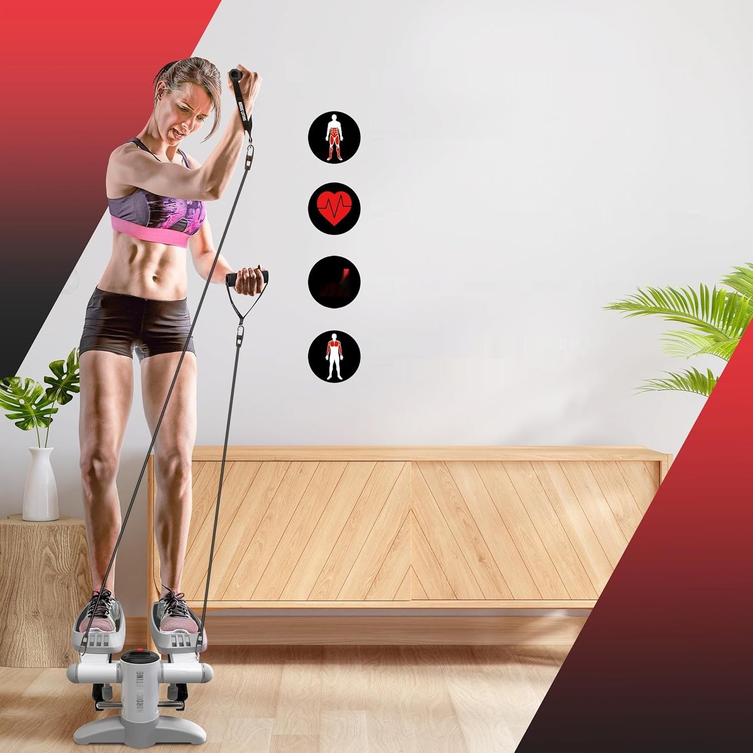 Mini Stepper Nordic Lifting – z Gumami Oporowymi, Antypoślizgowe Pedały, Ekran LCD