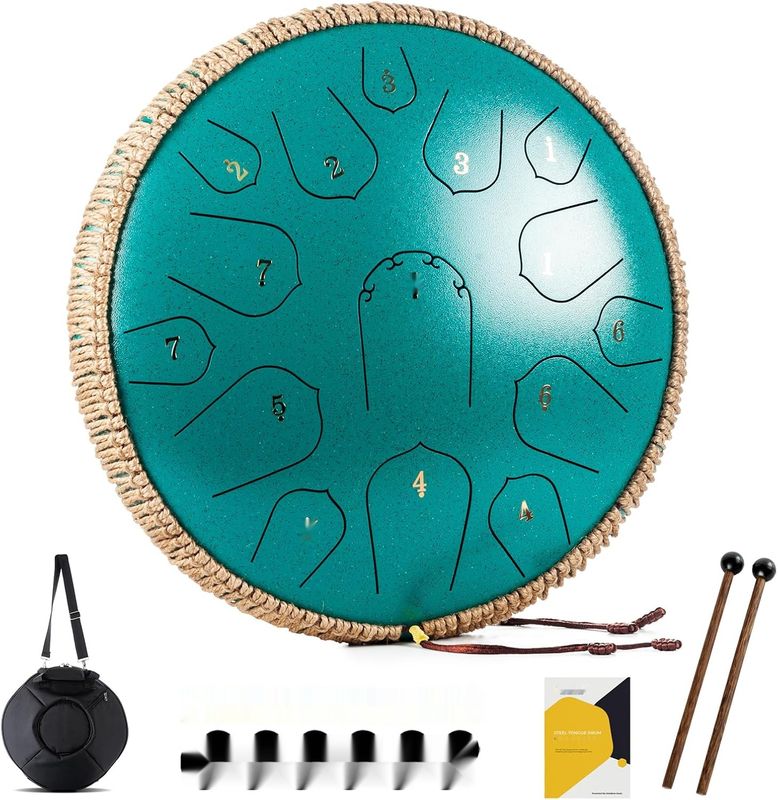 MeloBeat Tongue Drum 14&quot; 15 tonów D Major, w zestawie książka i torba.