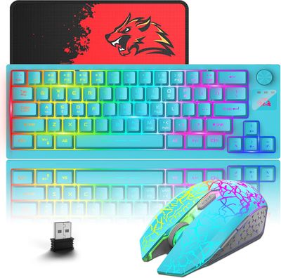 ZIYOU LANG T50 Bezprzewodowa klawiatura i mysz do gier Mini przenośna z fajnym podświetleniem RGB