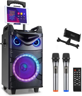 Głośnik Karaoke z 2 Mikrofonami UHF, Przenośna Maszyna Bluetooth.