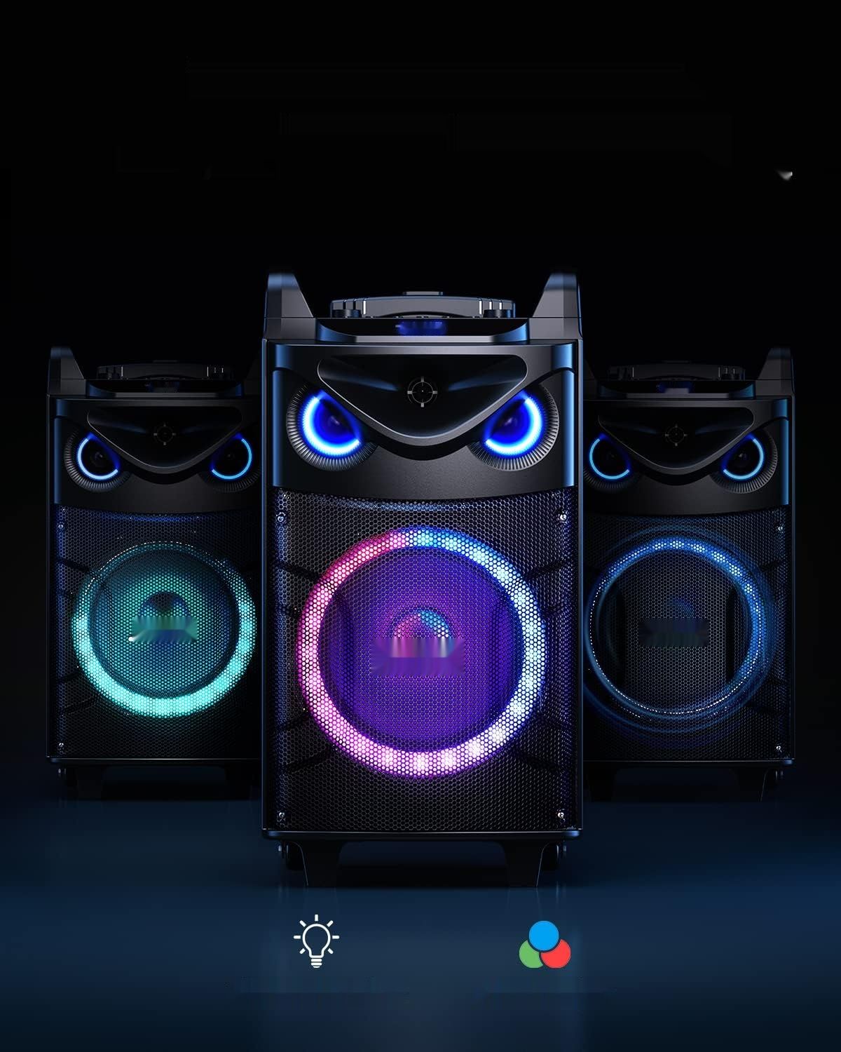 Głośnik Karaoke z 2 Mikrofonami UHF, Przenośna Maszyna Bluetooth.
