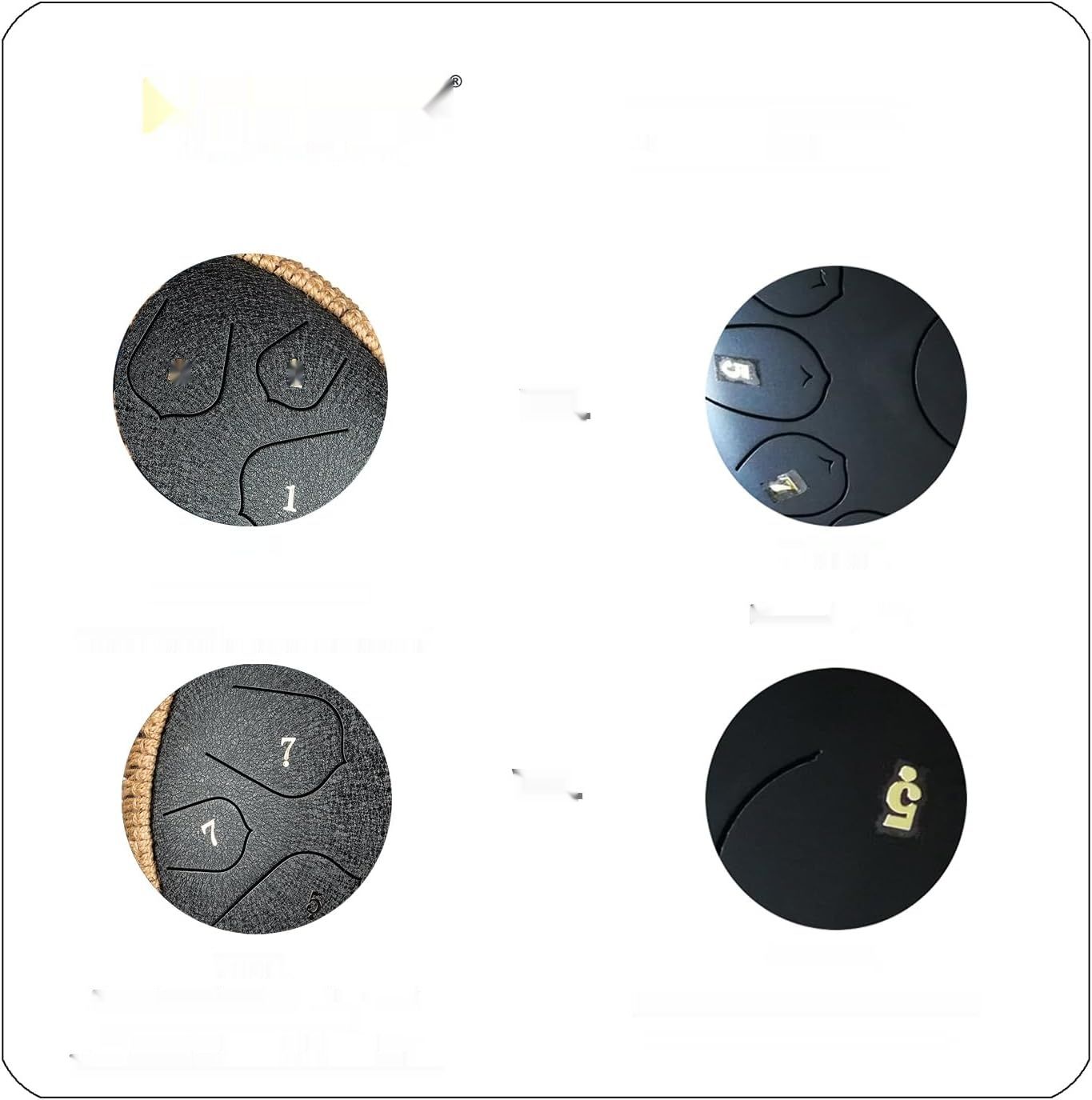 Tongue Drum 14 cali 15 tonów Handpan, D Major, pałeczki, torba (Czarny)