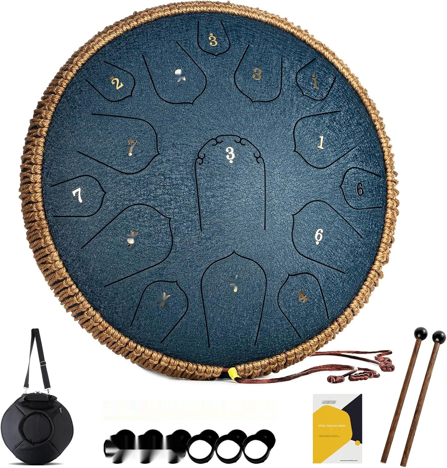 MeloBeat Tongue Drum Handpan 14&quot; 15 Tonów - Zestaw Stalowego Bębna D-dur