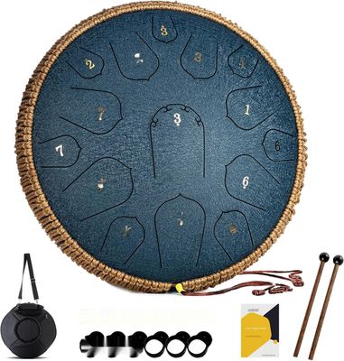 MeloBeat Tongue Drum Handpan 14&quot; 15 Tonów - Zestaw Stalowego Bębna D-dur