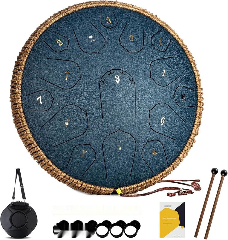 MeloBeat Tongue Drum Handpan 14&quot; 15 Tonów - Zestaw Stalowego Bębna D-dur