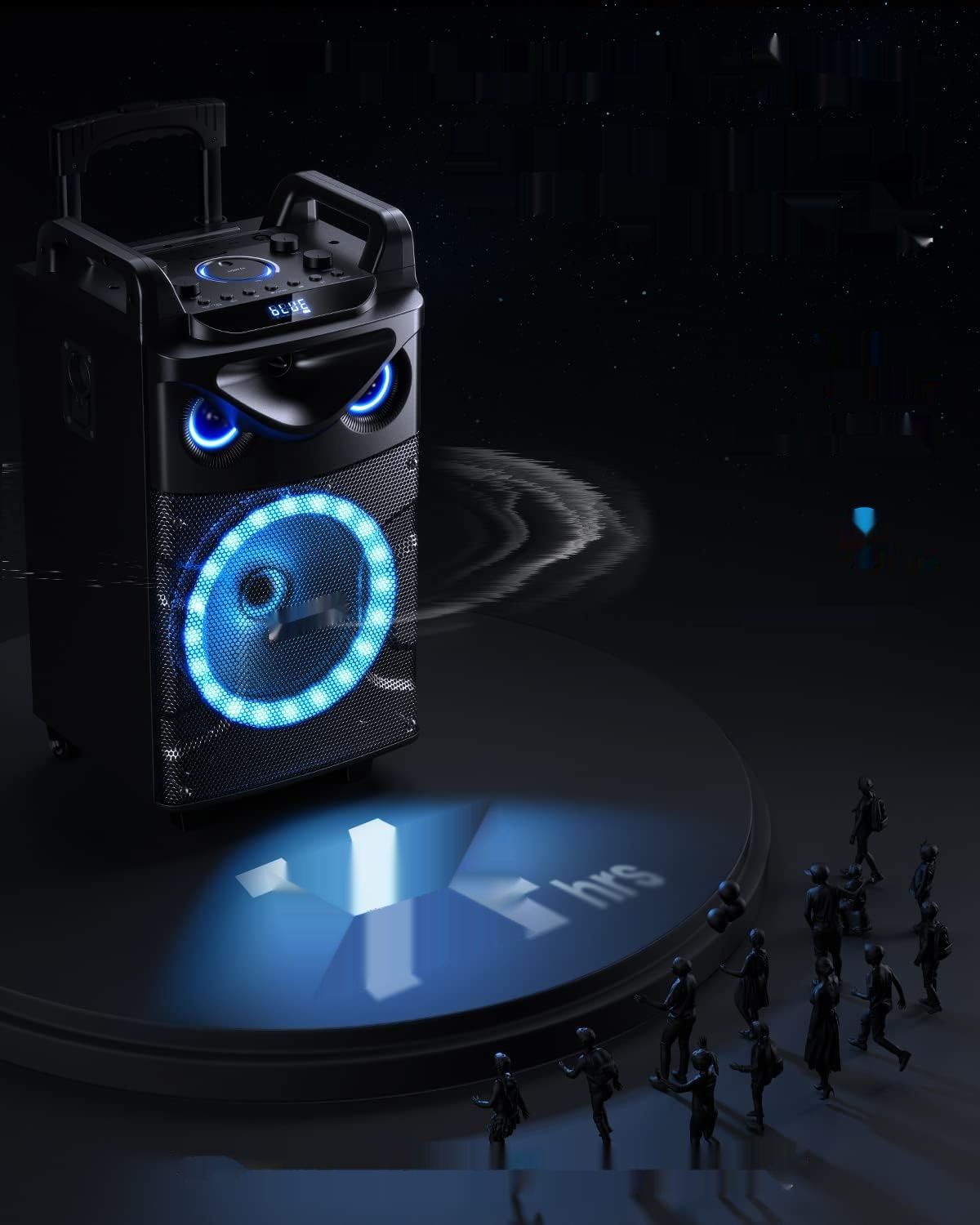 Głośnik Karaoke z 2 Mikrofonami UHF, Przenośna Maszyna Bluetooth.
