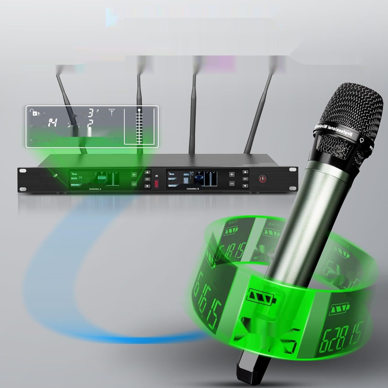 Depusheng DR80 Profesjonalny zestaw mikrofonów UHF, bezprzewodowy, zasięg 150m.
