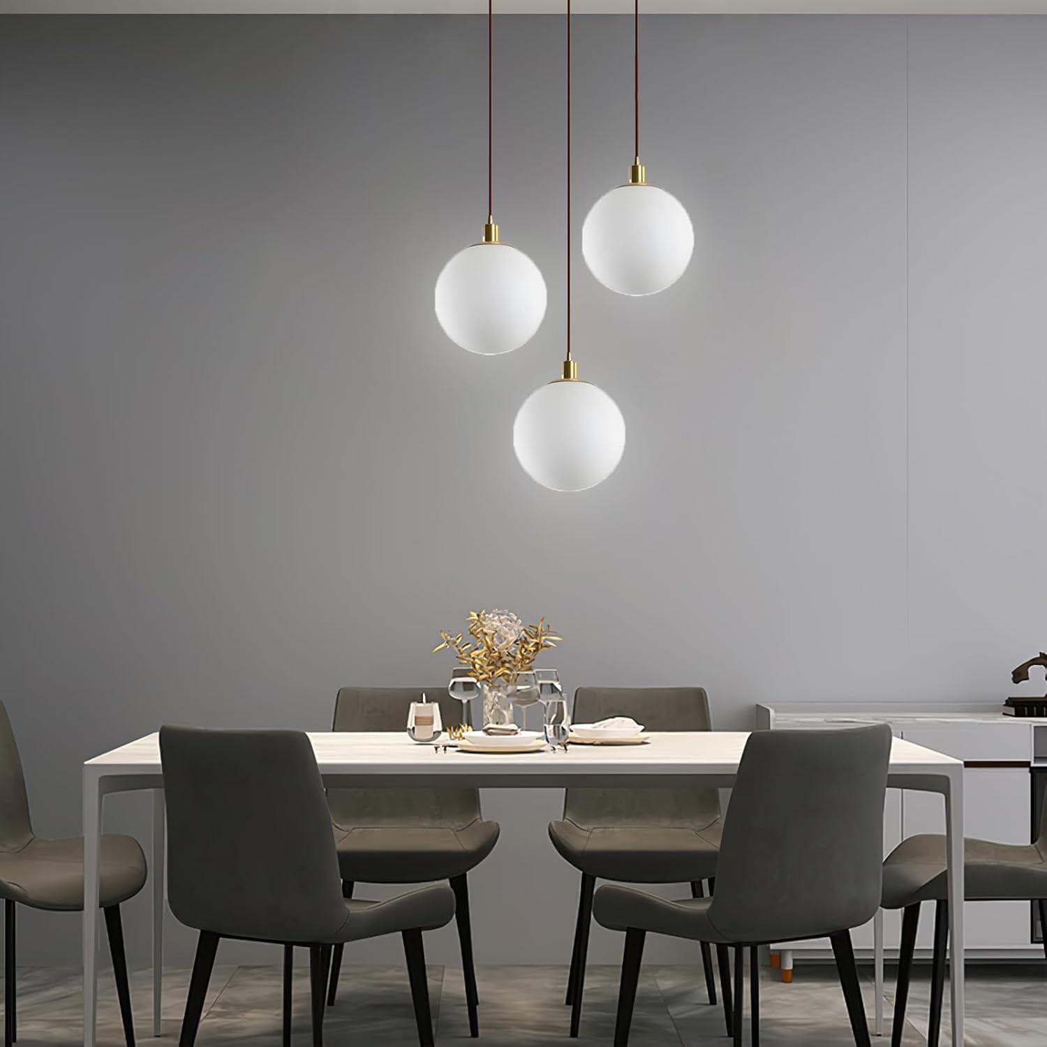 3-Płomienna Biała Szklana Lampa Wisząca do Sypialni i Salonu
