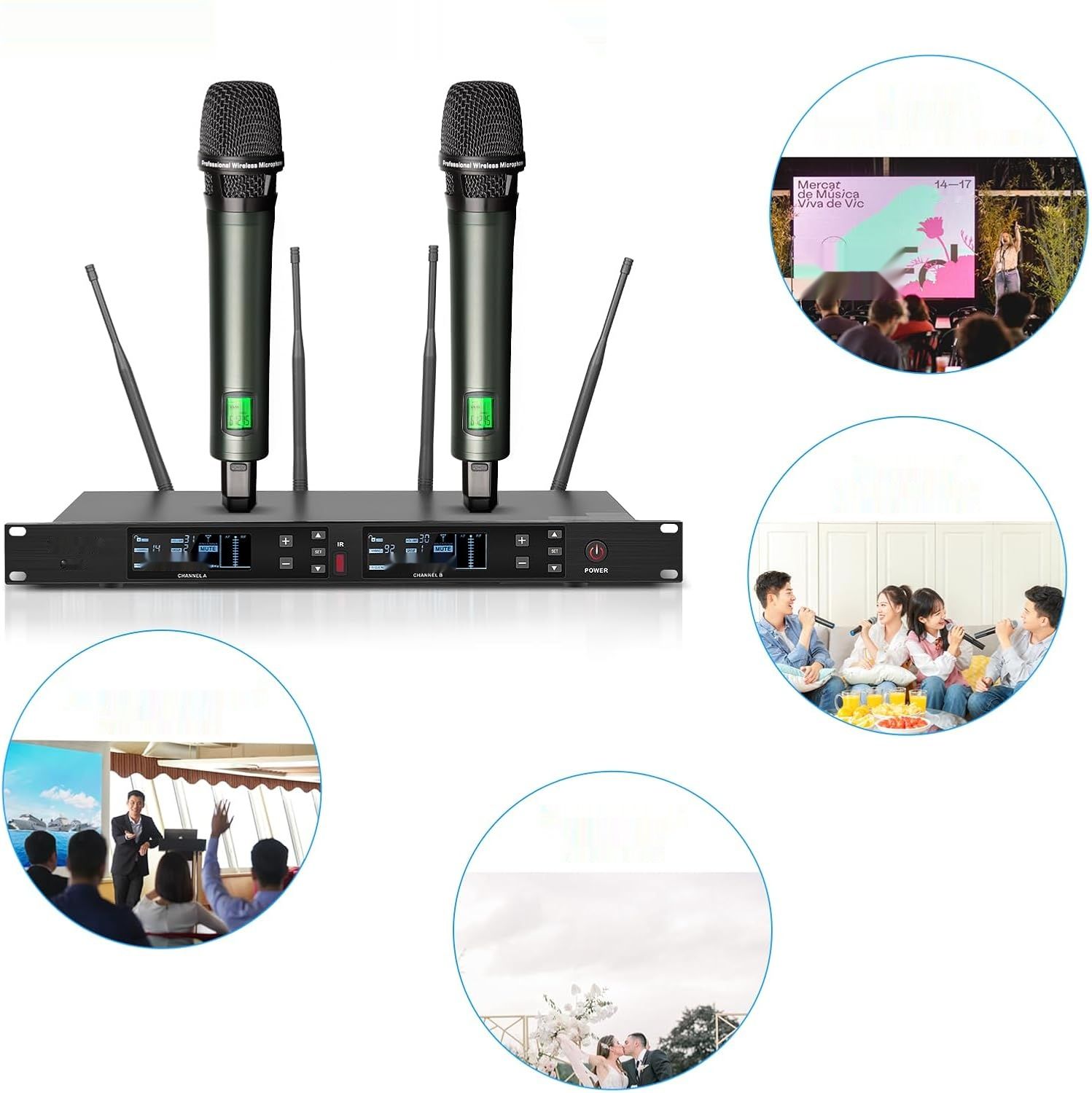 Depusheng DR80 Profesjonalny zestaw mikrofonów UHF, bezprzewodowy, zasięg 150m.