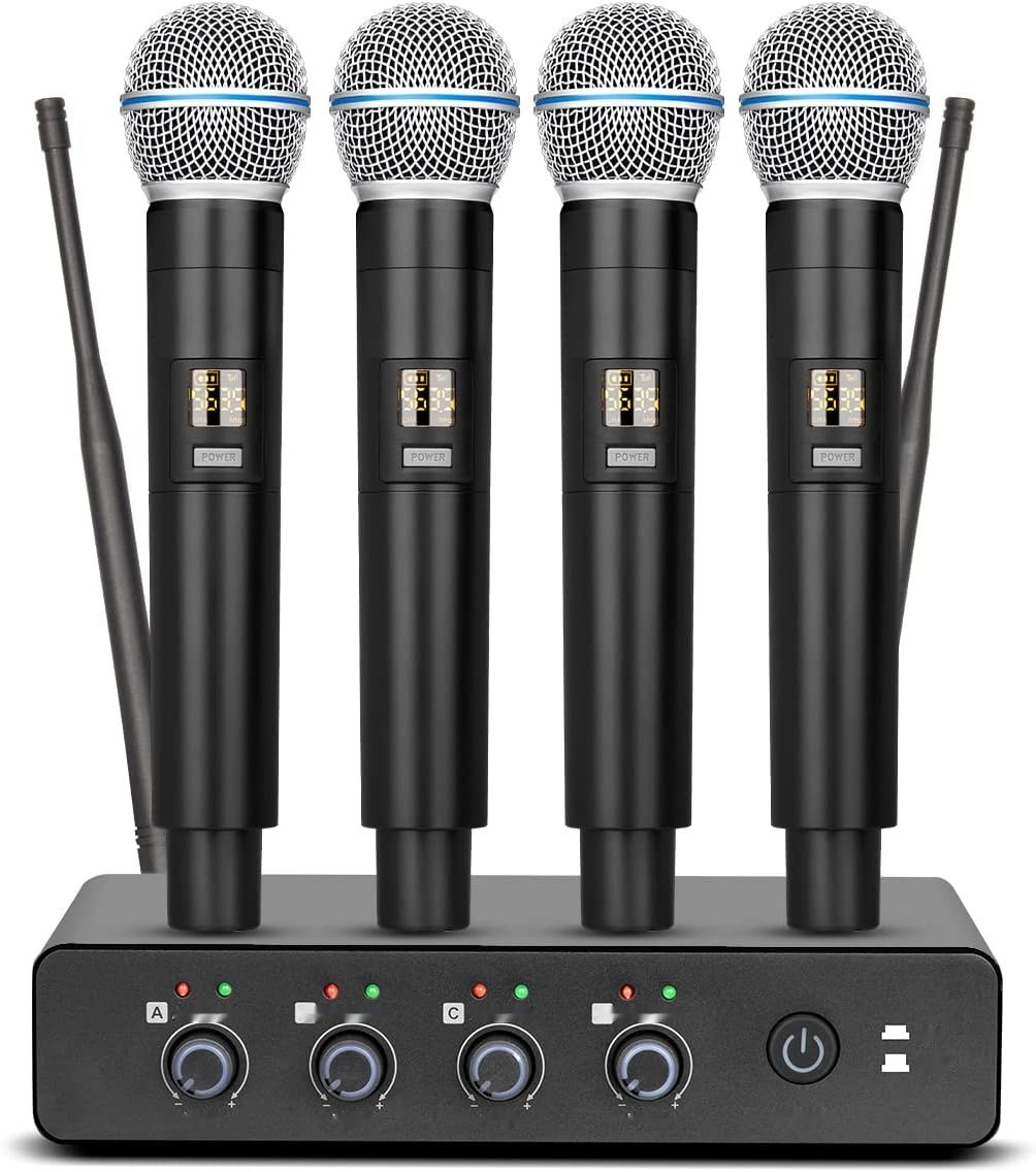 R4 Bezprzewodowy Mikrofon UHF 4-kanałowy do KTV na Imprezę Karaoke