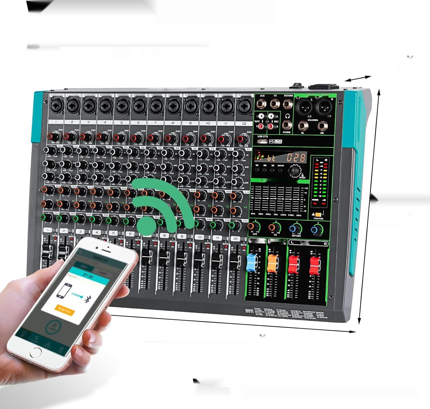PA12 Profesjonalny mikser DJ z 256 efektami DSP, Bluetooth i USB.