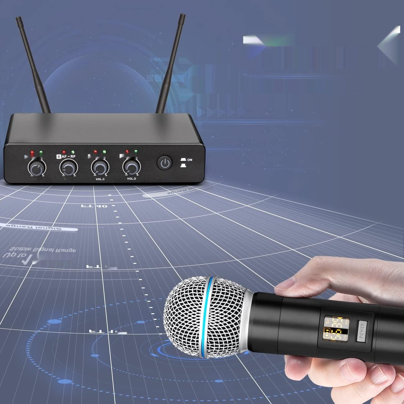 R4 Bezprzewodowy Mikrofon UHF 4-kanałowy do KTV na Imprezę Karaoke