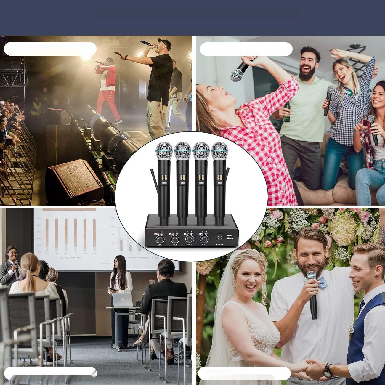 R4 Bezprzewodowy Mikrofon UHF 4-kanałowy do KTV na Imprezę Karaoke