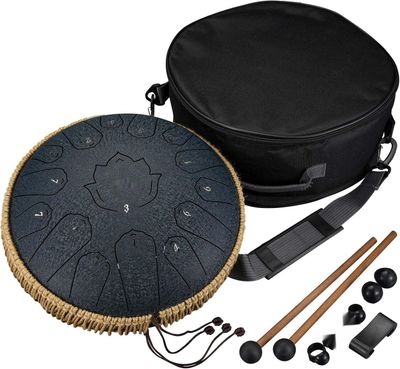 LEKATO Stalowy Bęben Językowy 15 Nut 13 Cal, C Key Handpan Perkusyjny
