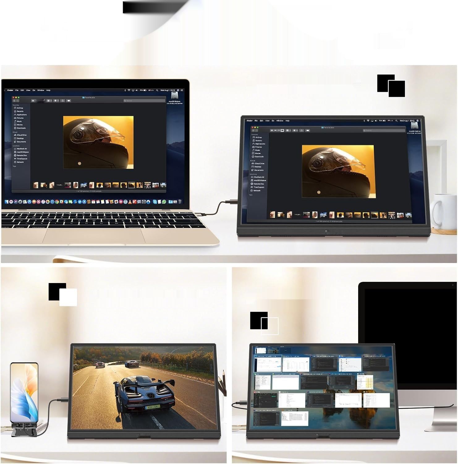 Akntzcs Przenośny Monitor 16&quot; FHD 1920x1200P IPS Ekran HDMI USB-C
