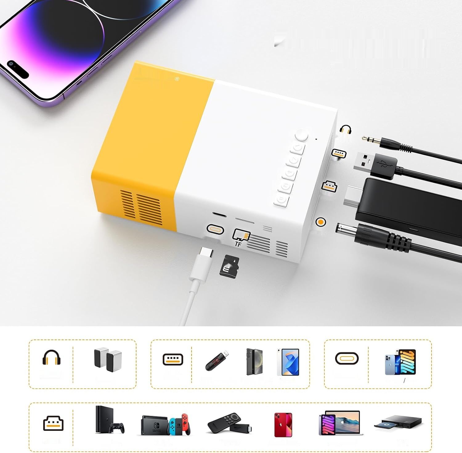 Mini rzutnik, projektor LED do bajek, prezent dla dzieci, kino domowe