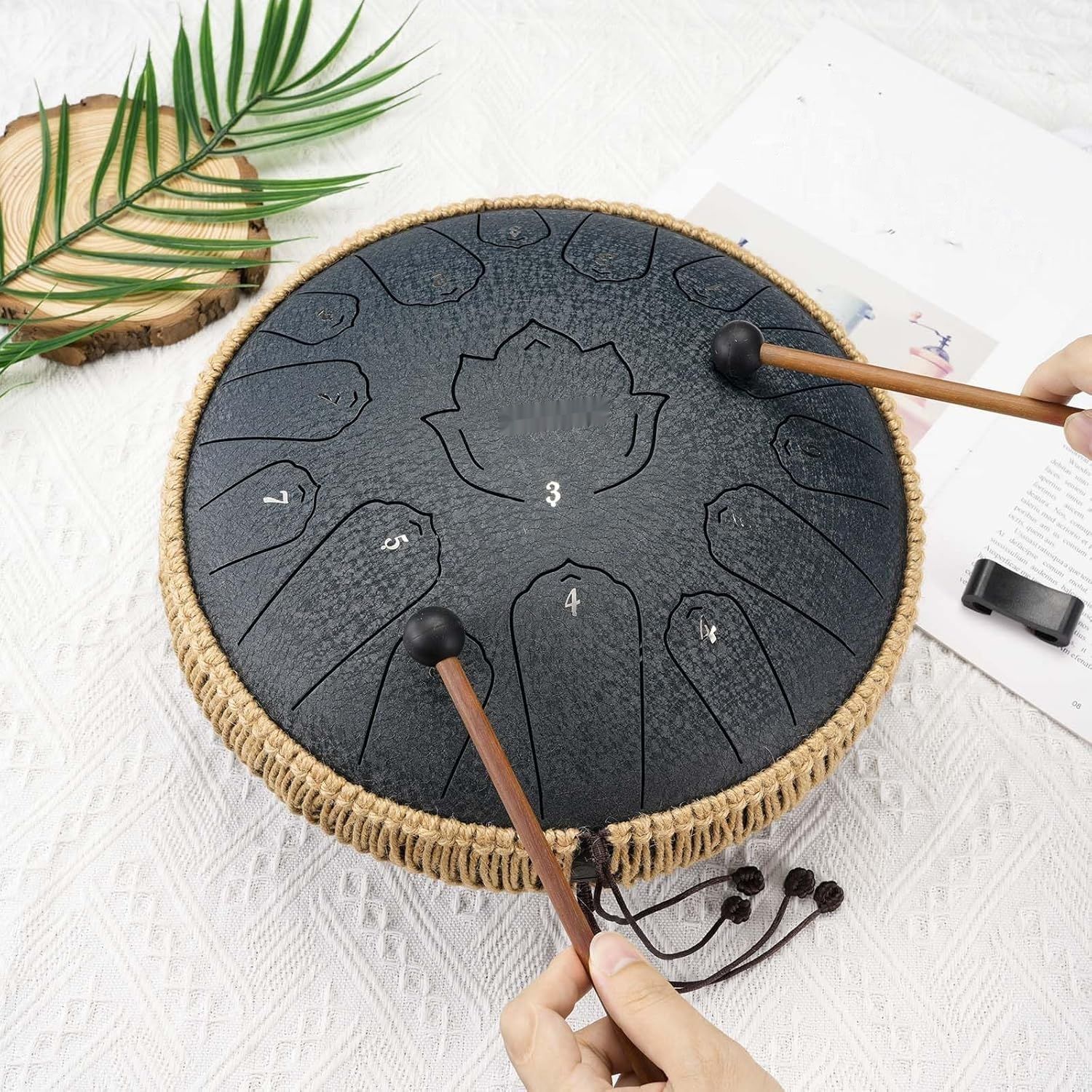 LEKATO Stalowy Bęben Językowy 15 Nut 13 Cal, C Key Handpan Perkusyjny