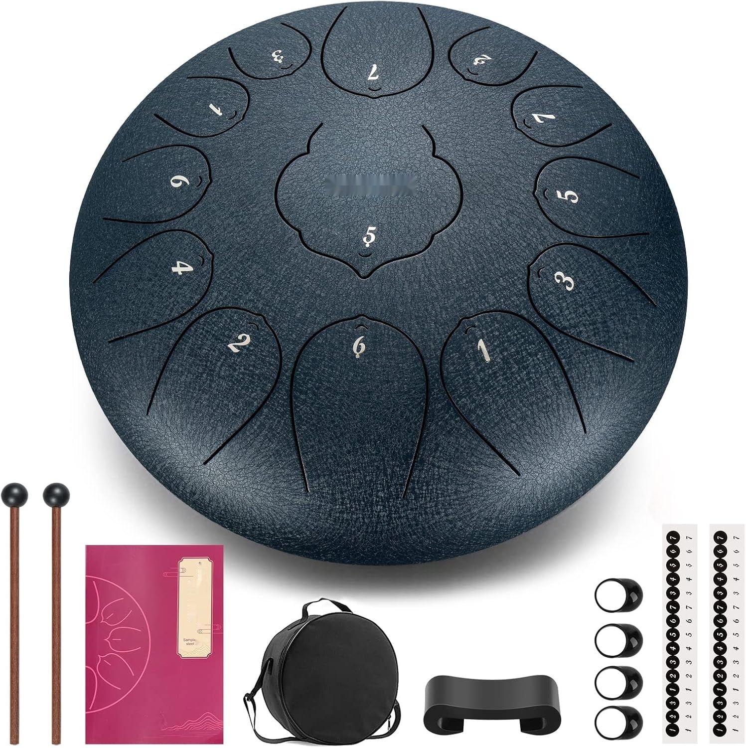 LEKATO Tongue Drum Bęben Stalowy 30 cm, 13 tonów w tonacji C, granatowy