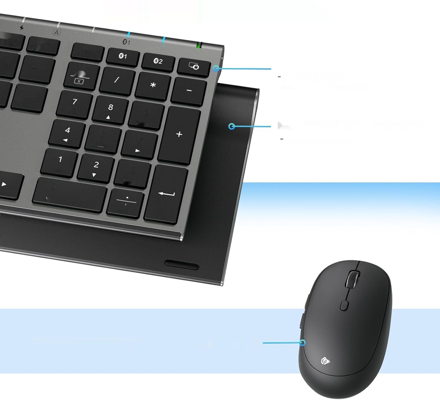 iClever DK03-QWERTY Klawiatura i Mysz Hiszpańska Bezprzewodowa