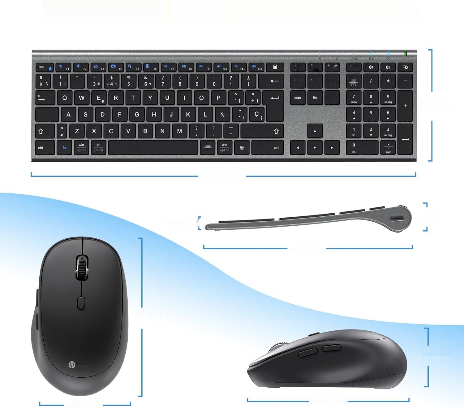 iClever DK03-QWERTY Klawiatura i Mysz Hiszpańska Bezprzewodowa