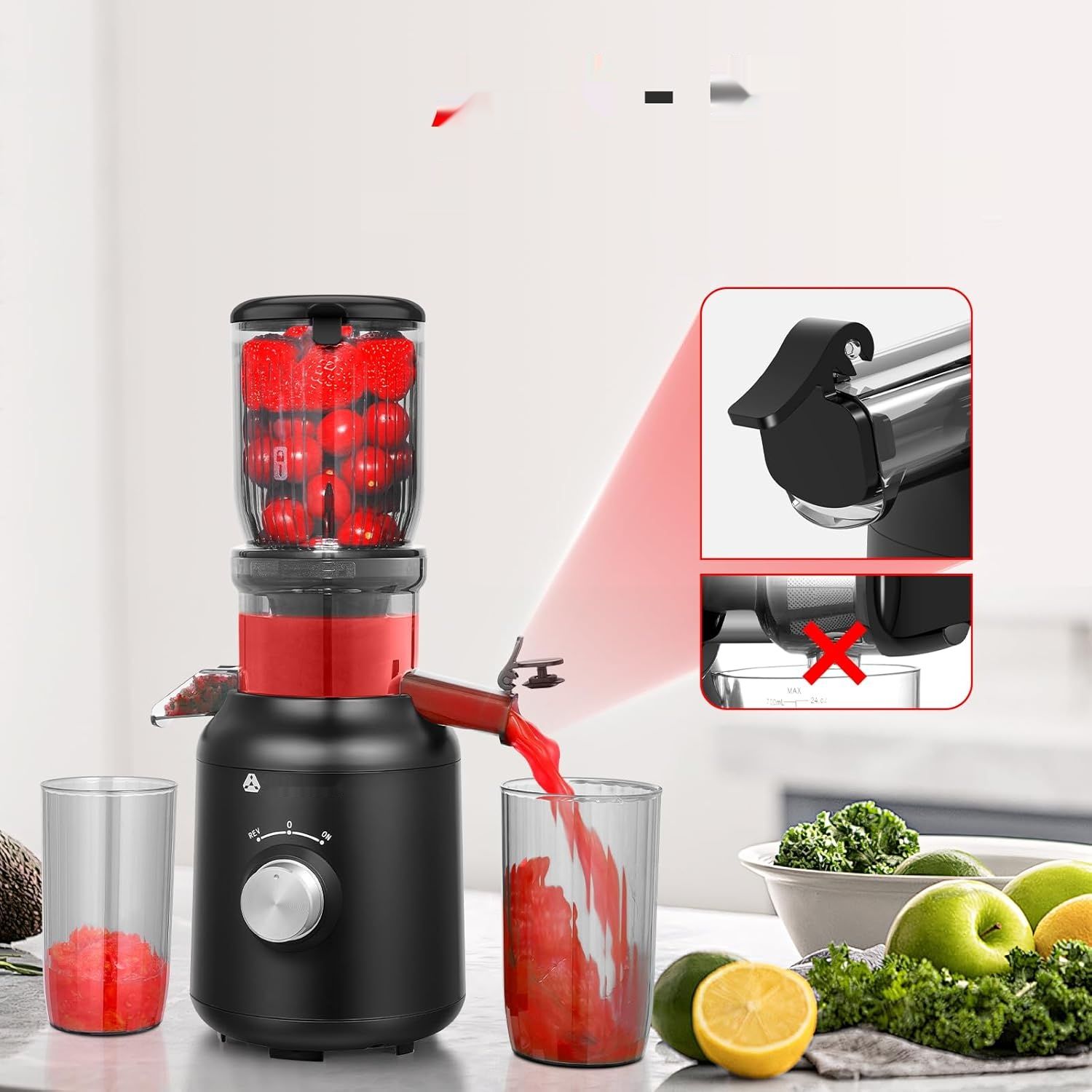 AOBOSI 250W Sokowirówka o średnicy 103MM, 1.2L, czarna