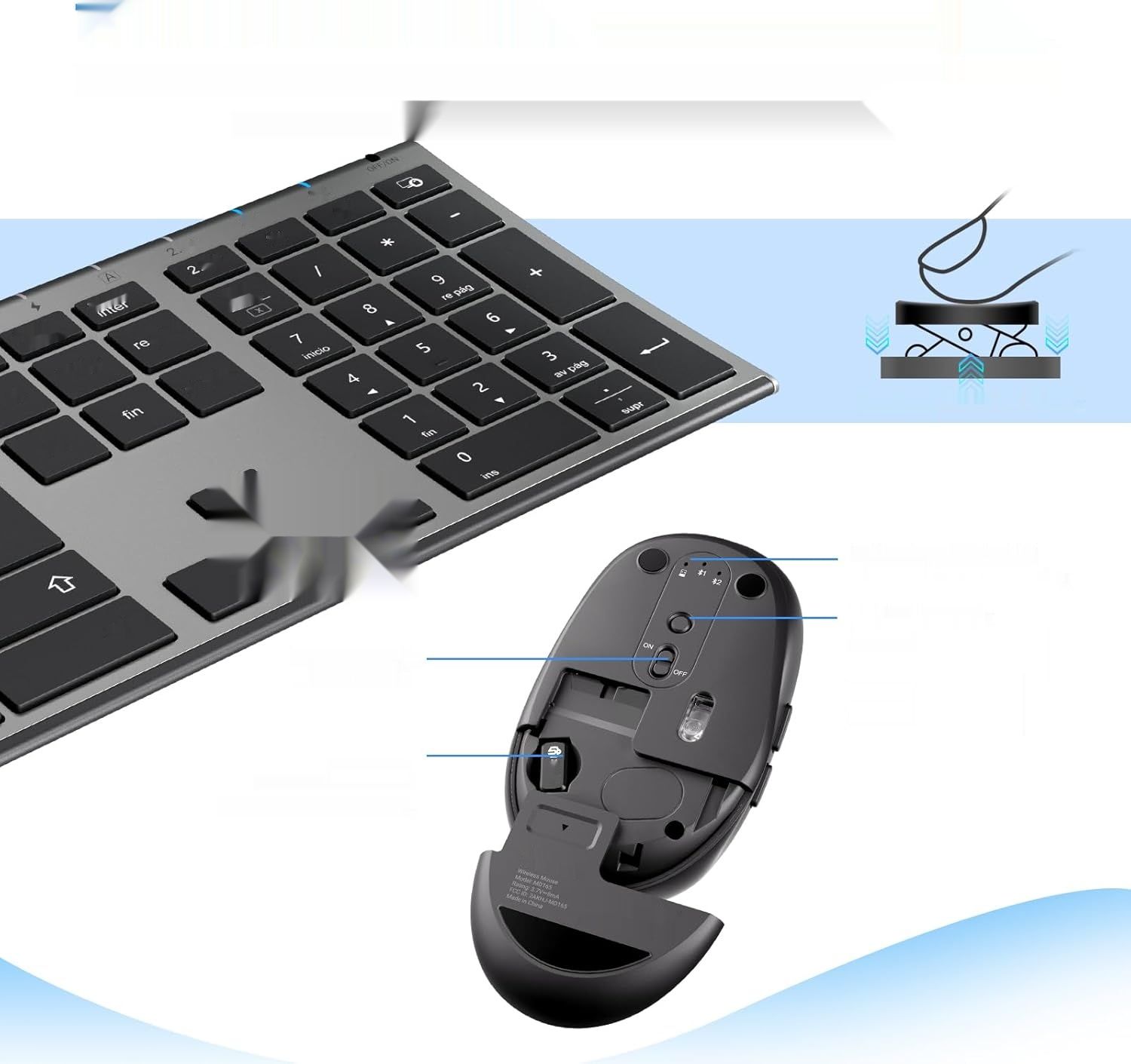 iClever DK03-QWERTY Klawiatura i Mysz Hiszpańska Bezprzewodowa