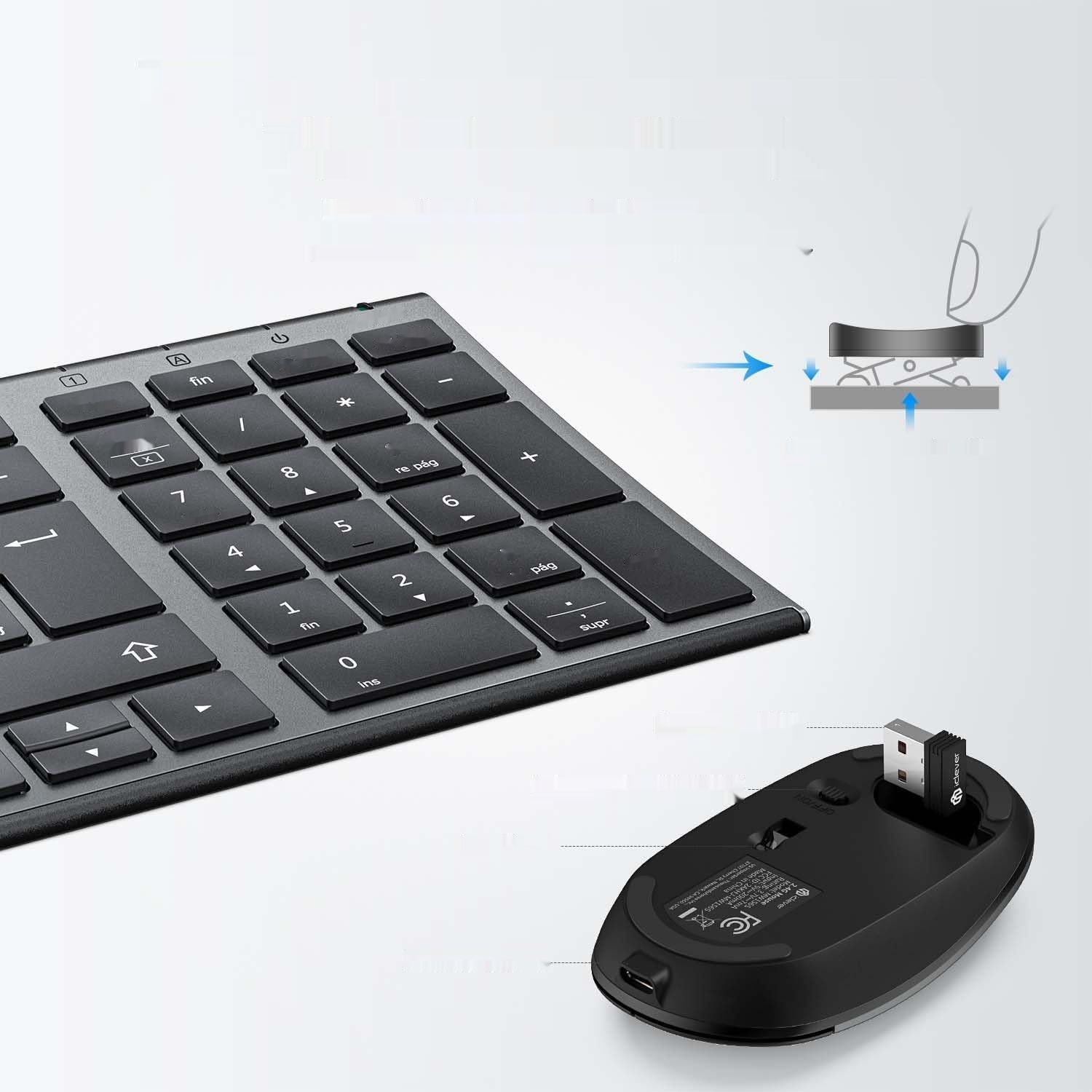 iClever GK03 Combo: bezprzewodowa klawiatura i mysz, układ QWERTY ESP.