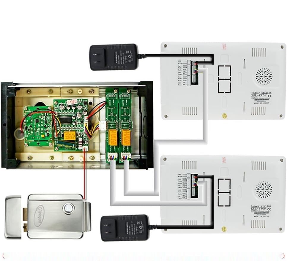LIBO 7-calowy wideodomofon, 2 monitory, 1 kamera IR, noktowizja, 800x480.