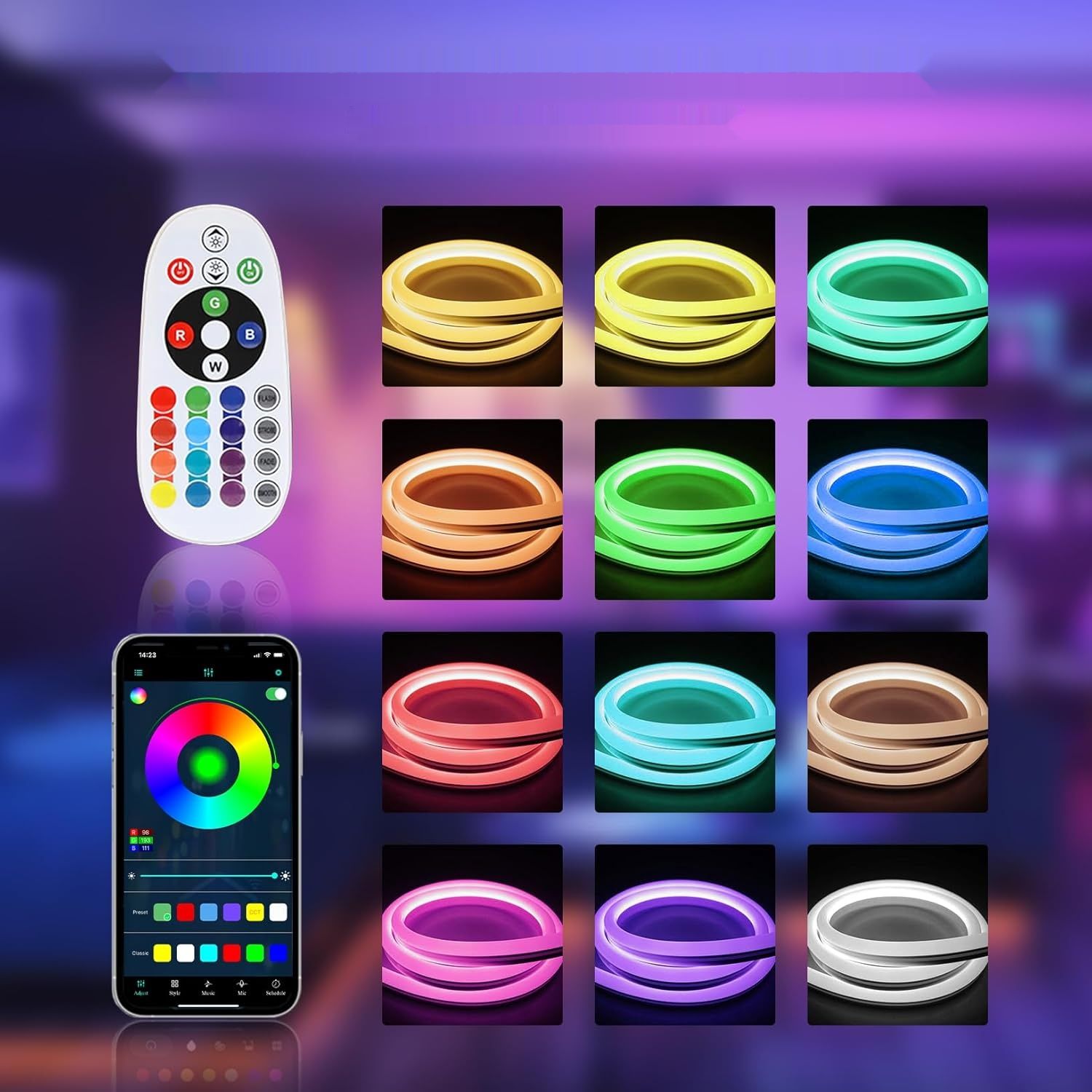 SUCIKORIO Neon Led Strip RGB 20m, Zewnętrzne Taśmy LED IP65 Wodoodporne