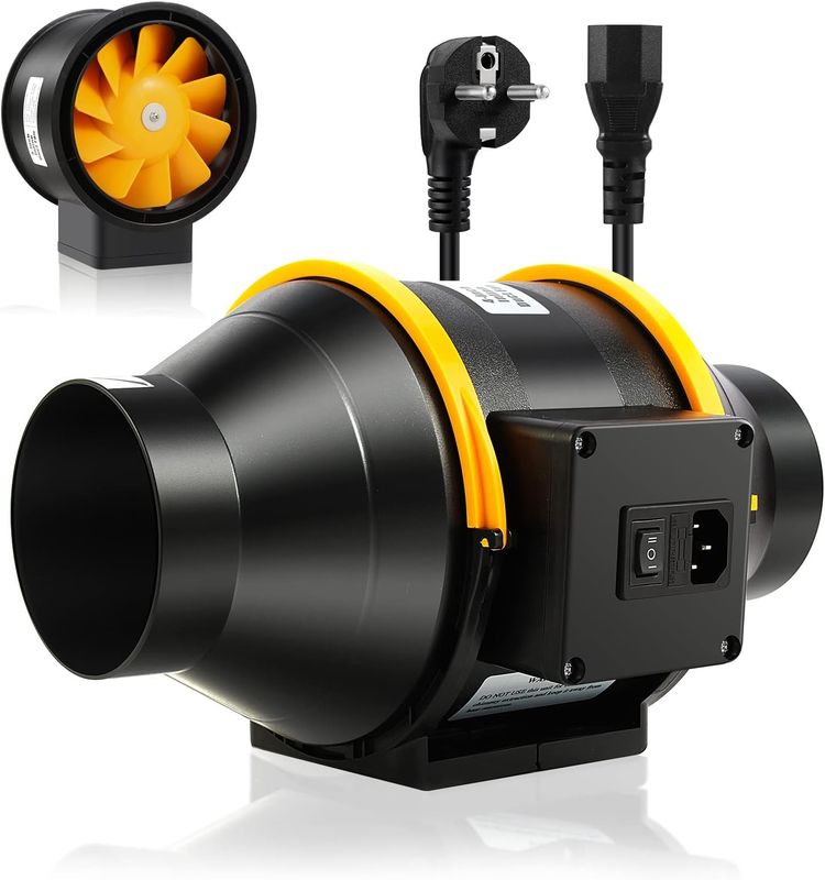 FanGoFast Wentylator Wyciągowy 100mm Regulowany, 230V z Wtyczką IEC EU