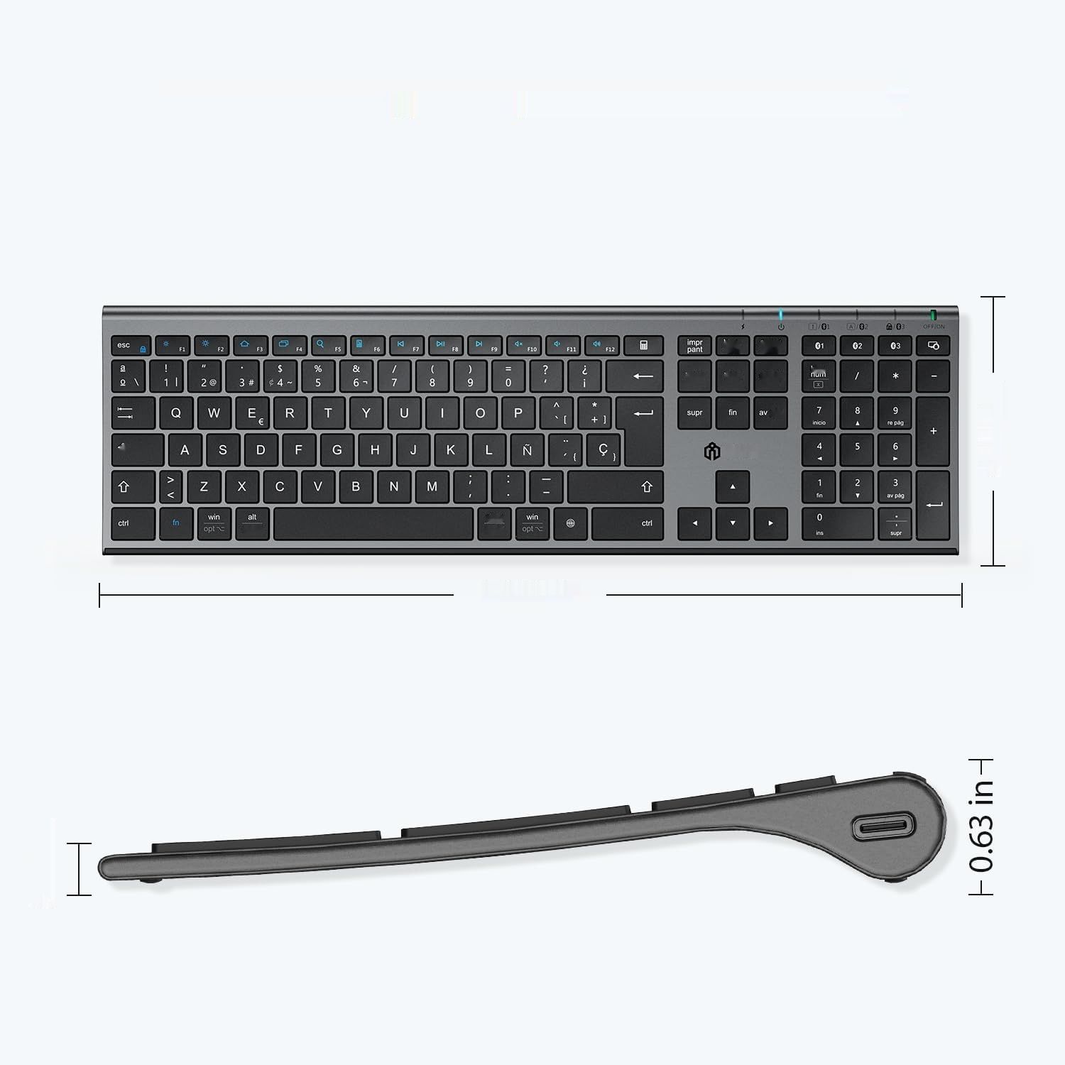 iClever Klawiatura Bluetooth BK23-QWERTY Hiszpańska Bezprzewodowa dla Mac