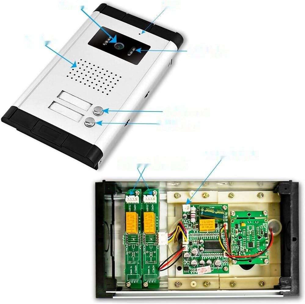 LIBO 7-calowy wideodomofon, 2 monitory, 1 kamera IR, noktowizja, 800x480.
