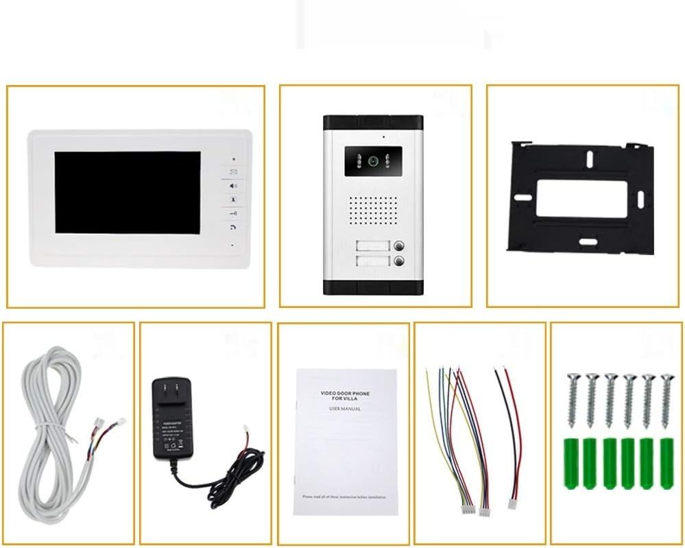 LIBO 7-calowy wideodomofon, 2 monitory, 1 kamera IR, noktowizja, 800x480.