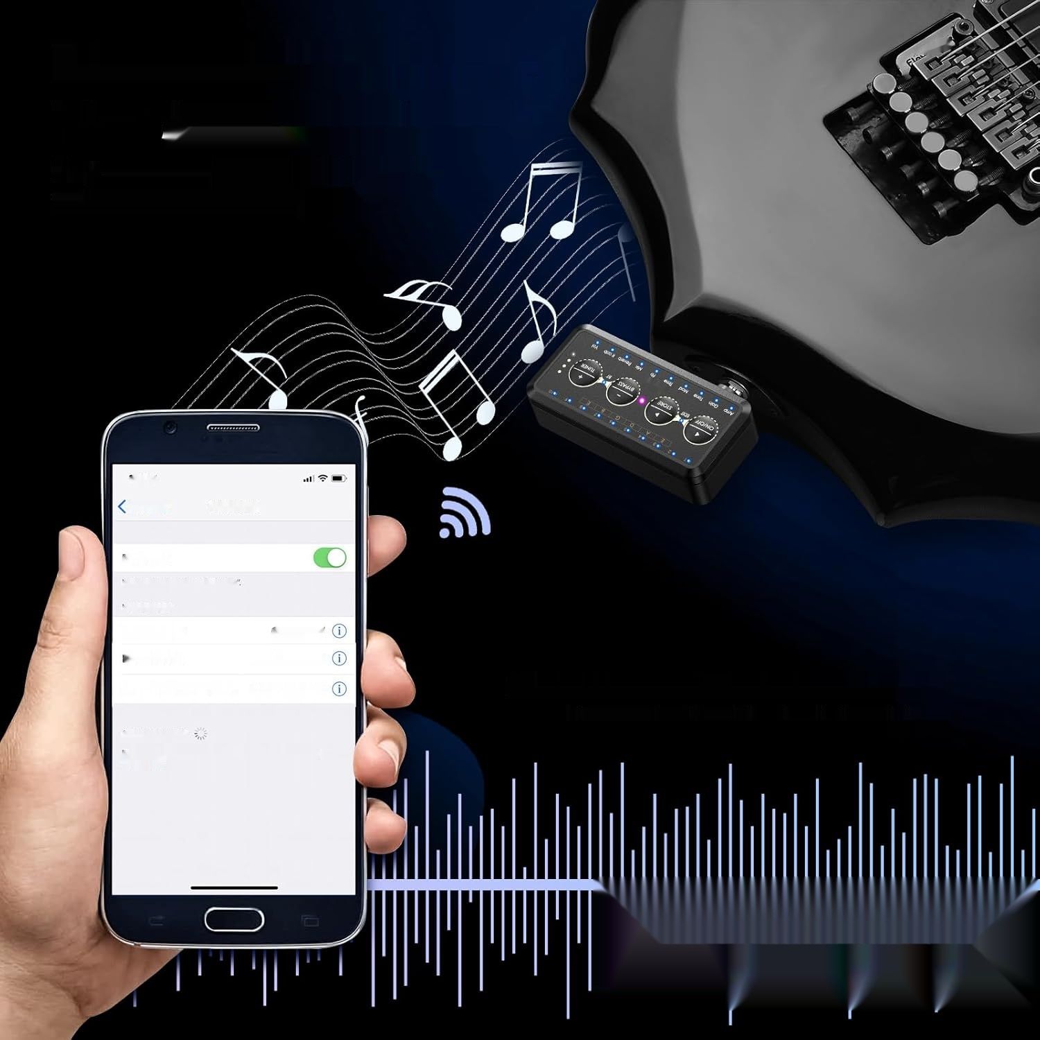 LEKATO wzmacniacz słuchawkowy gitarowy, 10 ustawień, tuner, Bluetooth.