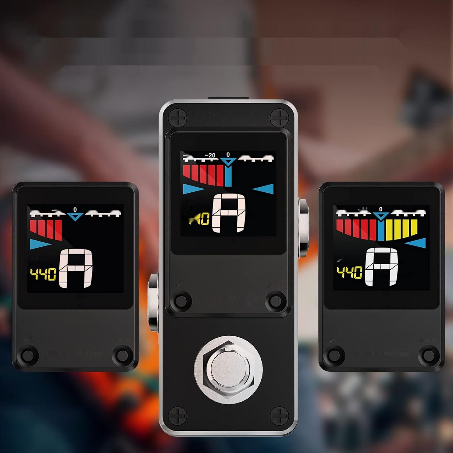 Mini chromatyczny tuner do gitary i basu z wyświetlaczem LCD.