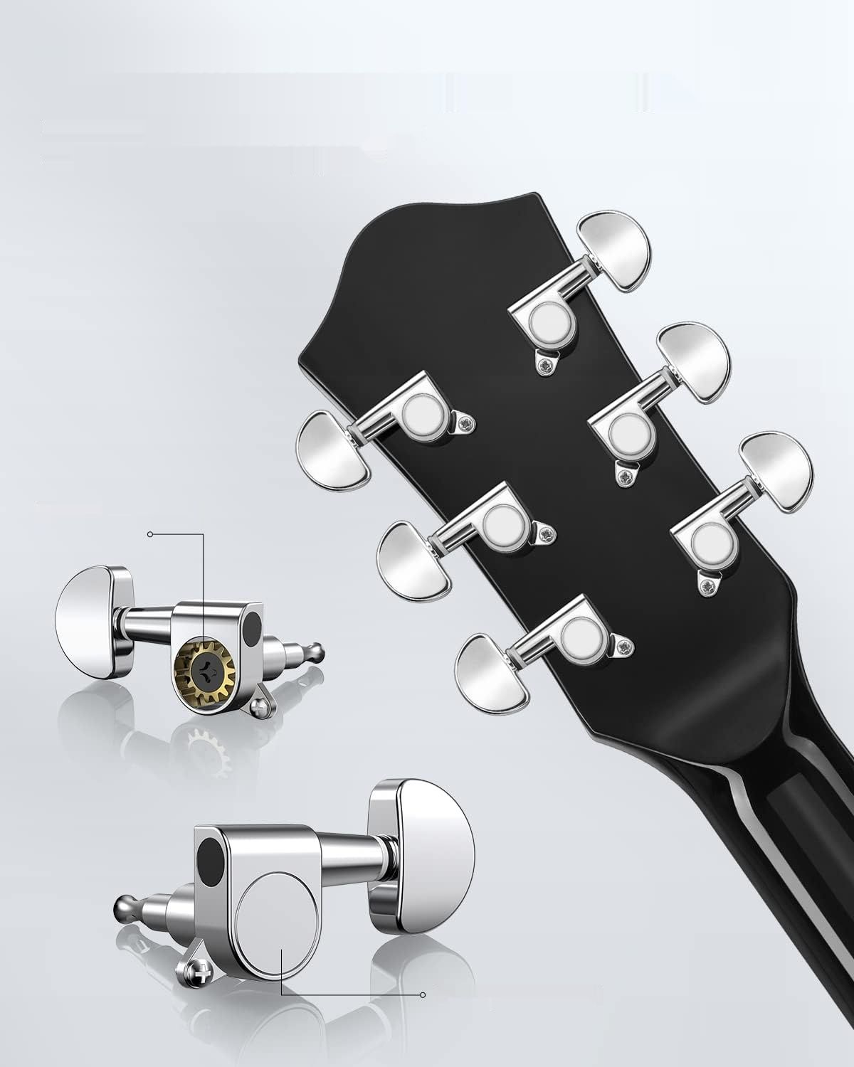 Gitara Akustyczna Moukey 41&quot; dla Początkujących z akcesoriami, Czarna