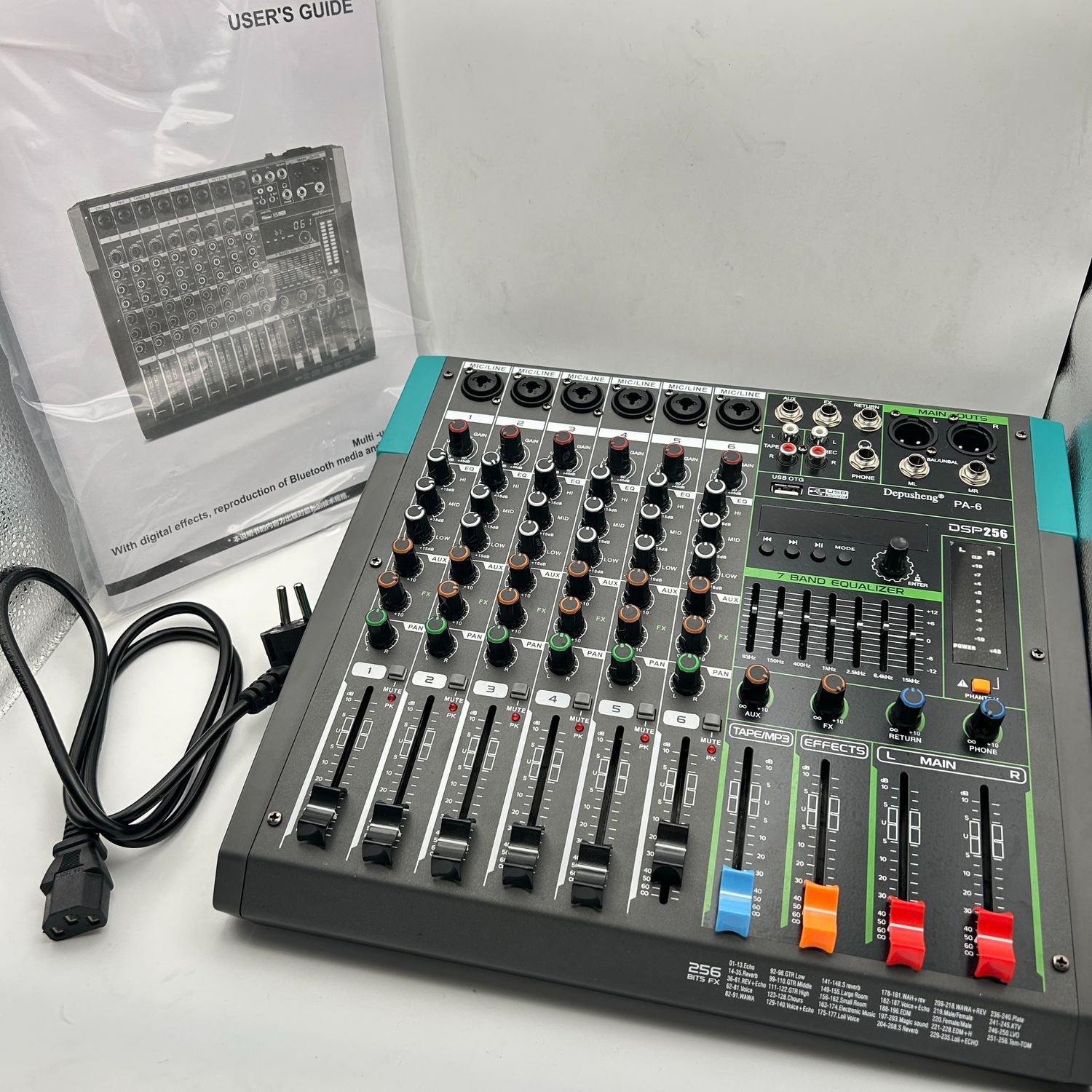 PA6 Profesjonalny Mikser Audio DJ 6 Kanałów USB Bluetooth MP3