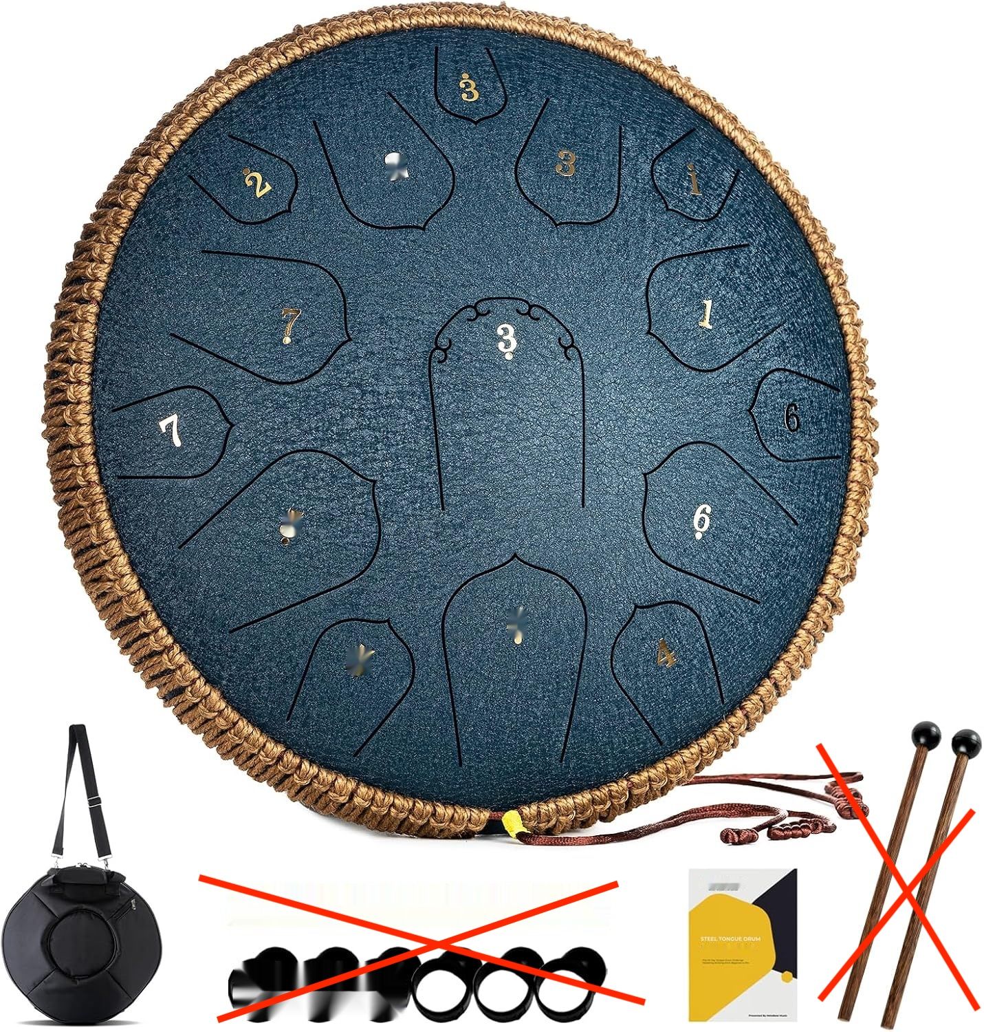 MeloBeat Tongue Drum Handpan 14&quot; 15 Tonów - Zestaw Stalowego Bębna D-dur