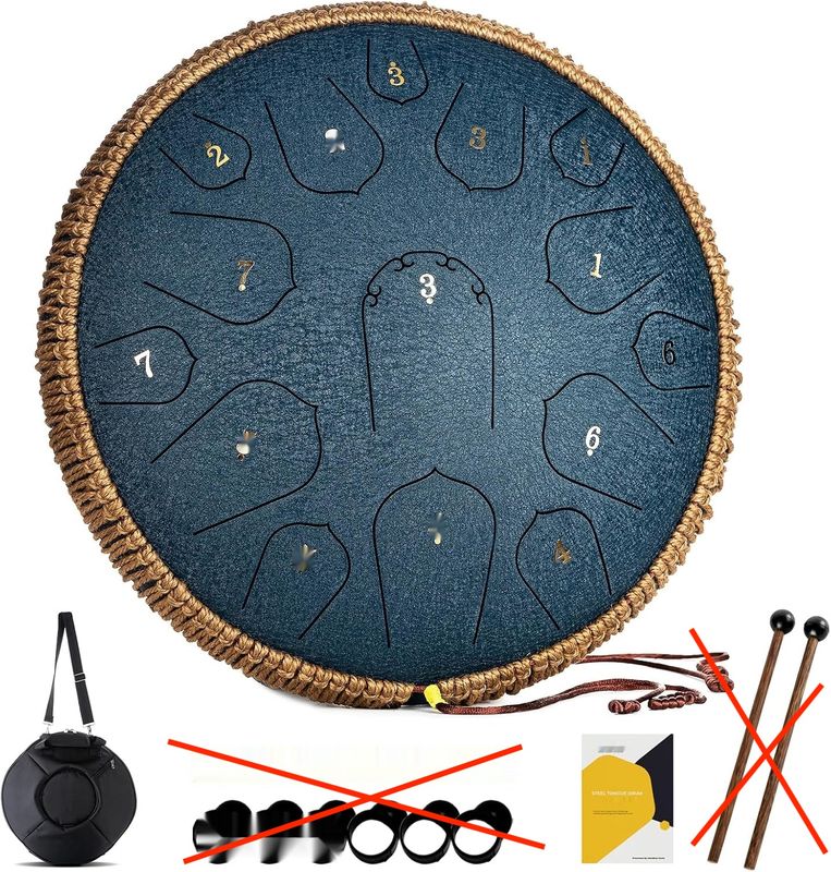 MeloBeat Tongue Drum Handpan 14&quot; 15 Tonów - Zestaw Stalowego Bębna D-dur