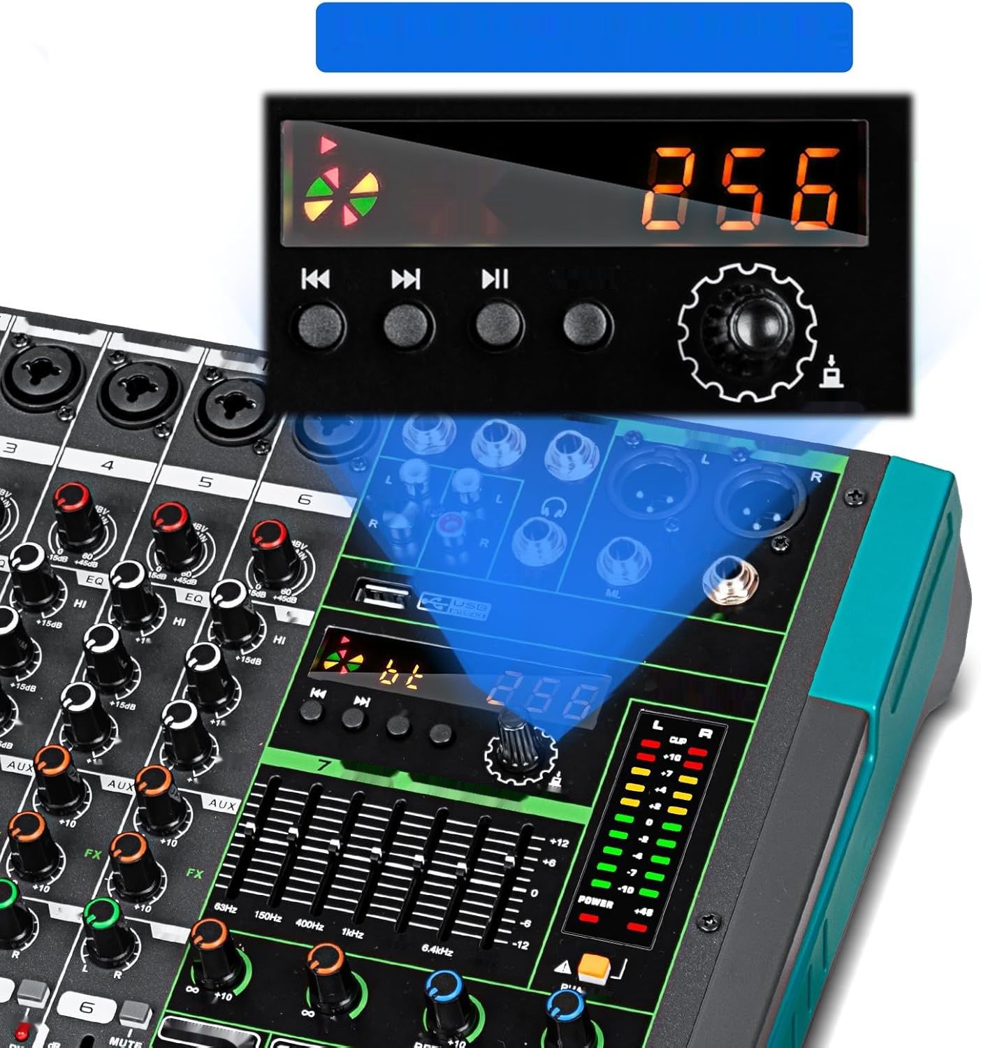 PA6 Profesjonalny Mikser Audio DJ 6 Kanałów USB Bluetooth MP3