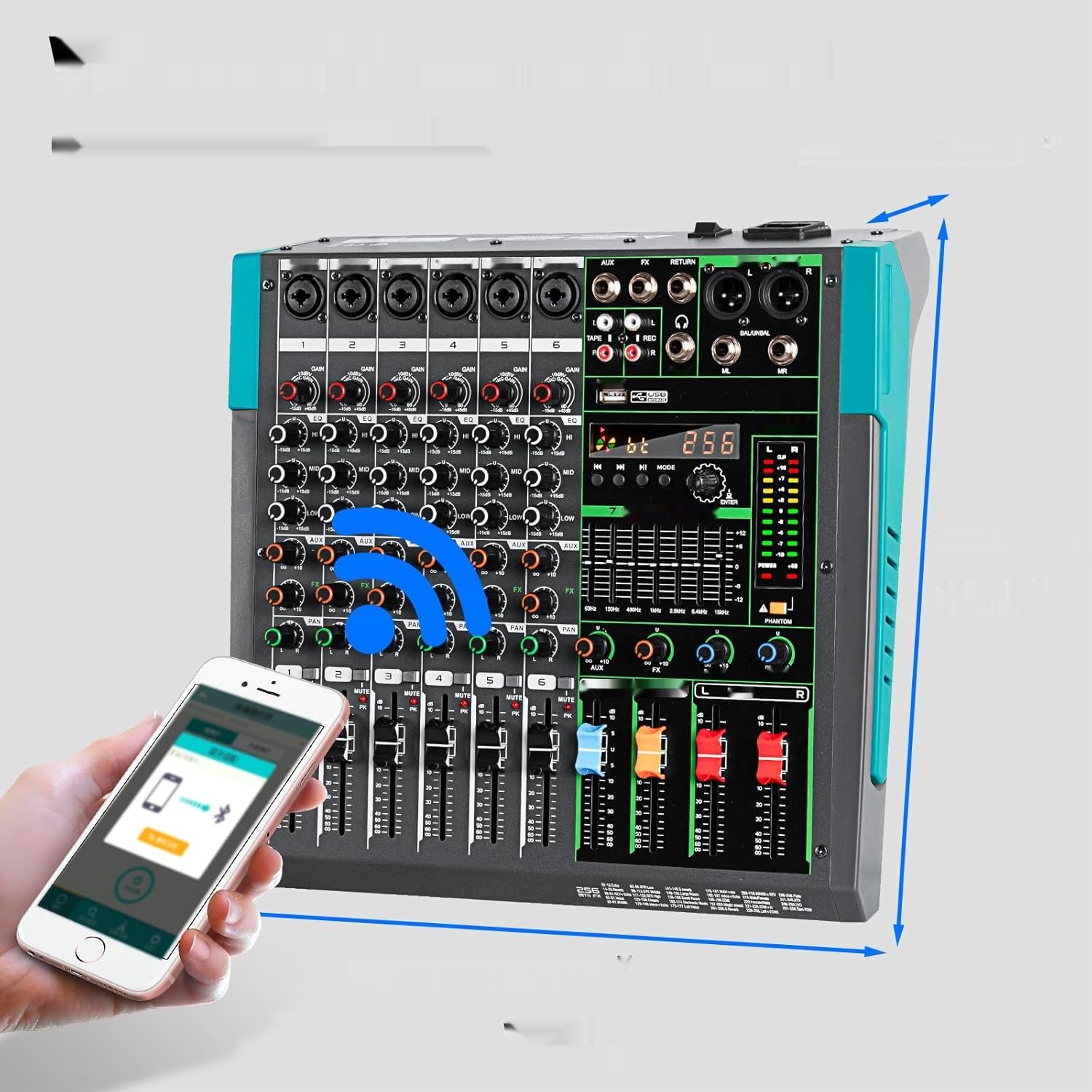PA6 Profesjonalny Mikser Audio DJ 6 Kanałów USB Bluetooth MP3