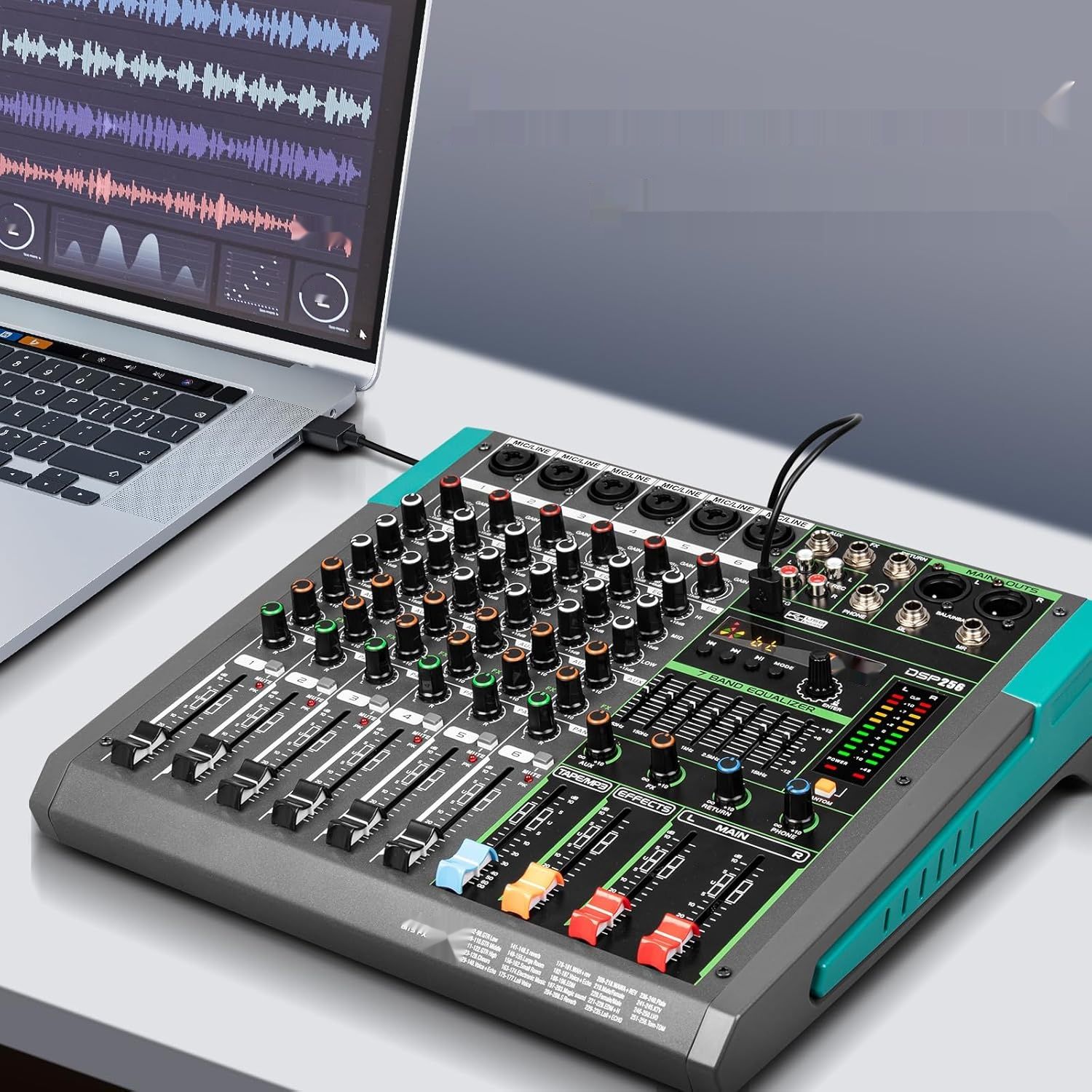 PA6 Profesjonalny Mikser Audio DJ 6 Kanałów USB Bluetooth MP3