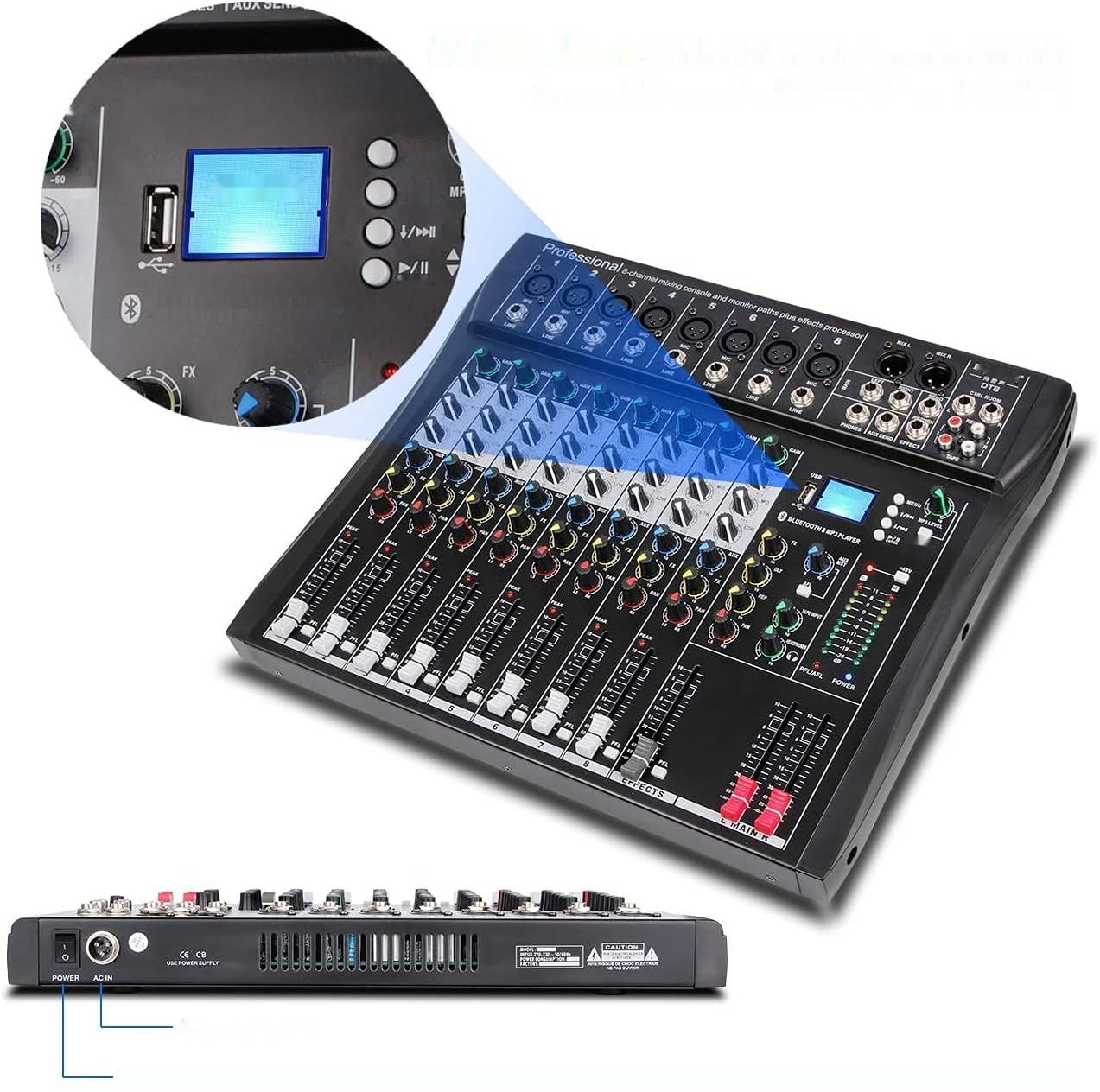 Depusheng DT8 konsola mikserska Sound Board 8 kanałów Cyfrowe USB